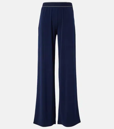 Vince Mid-rise Jersey Wide-leg Pants In Navy