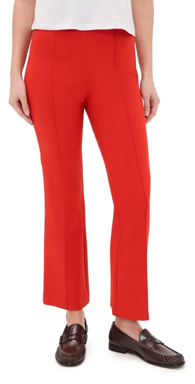 Vince Mid Rise Pintuck Crop Flare Pants Dk Poppy In Red