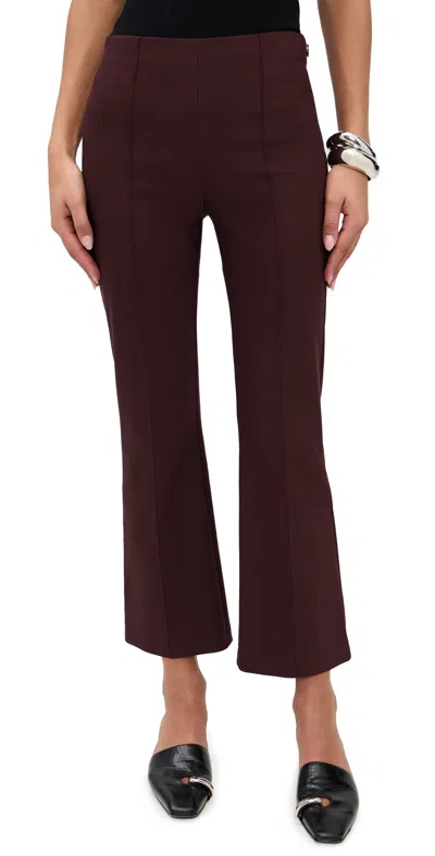 Vince Mid Rise Pintuck Crop Flare Pants Oxblood In Burgundy