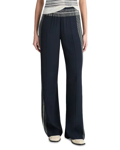 VINCE MID RISE PLACED STRIPE PANTS