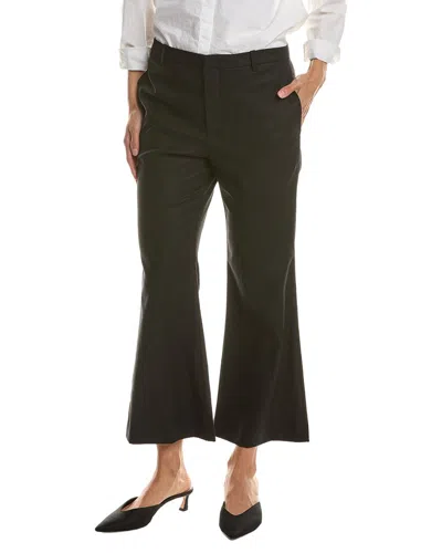 Vince Mid Rise Pleat Front Pull On Linen-blend Pant In Green
