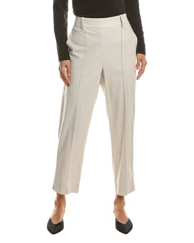 Vince Mid Rise Pleat Front Pull On Linen-blend Pant In Neutral