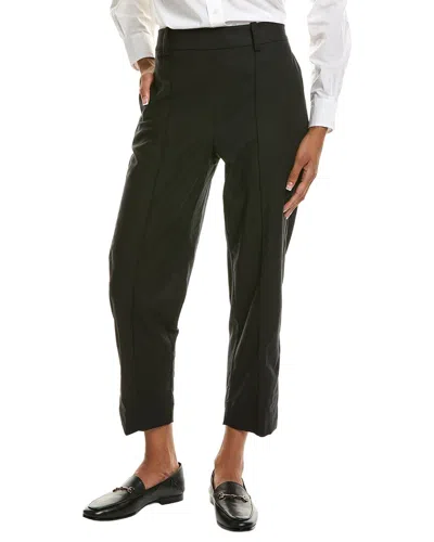 Vince Mid Rise Pleat Front Pull-on Linen-blend Pant In Black