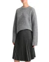 Vince Mid Rise Pleated Herringbone Midi Skirt In Charcoal