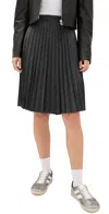 Vince Mid Rise Pleated Herringbone Midi Skirt In Charcoal