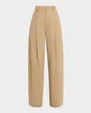 Vince Mid-rise Pleated Trousers In Brown