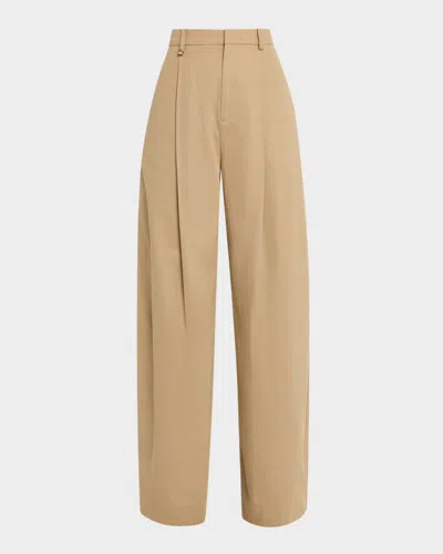 Vince Mid-rise Pleated Trousers In Brown