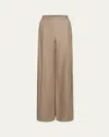 Vince Mid-rise Pleated Wide-leg Pants In Dune Stone