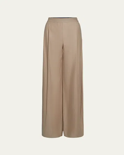 Vince Mid-rise Pleated Wide-leg Pants In Dune Stone