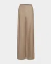 Vince Mid-rise Pleated Wide-leg Pants In Dune Stone
