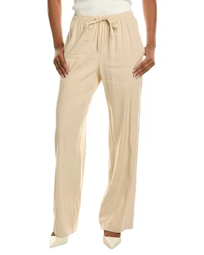 Vince Mid Rise Pull On Linen-blend Wide Leg Pant In Neutral