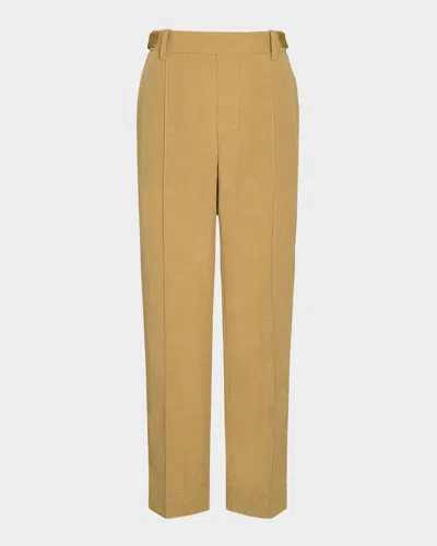Vince Mid-rise Pull-on Straight Crop Pants In Yellow