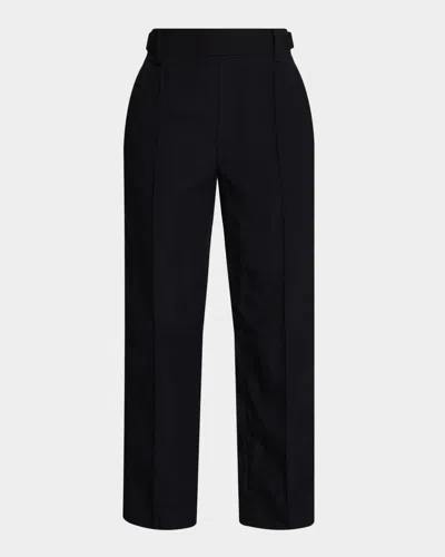 Vince Mid-rise Pull-on Straight Crop Pants In Black
