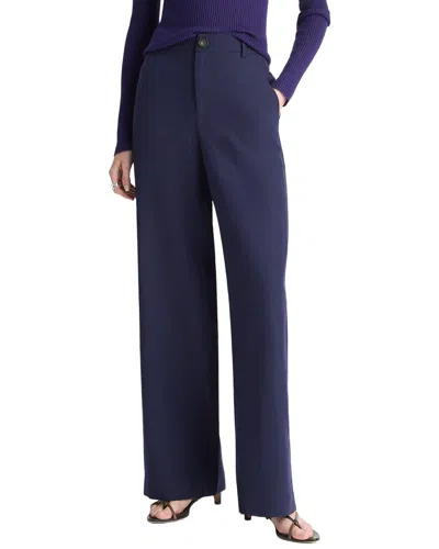 Vince Mid Rise Relaxed Wide Leg Pant In Blue