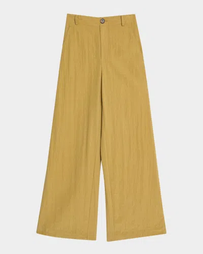 Vince Mid-rise Relaxed Wide-leg Pants In Yellow