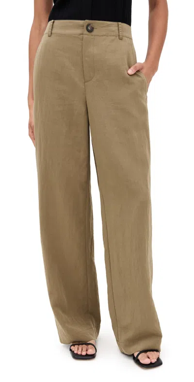 Vince Mid Rise Relaxed Wide Leg Pants Tapenade In Brown