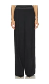 Vince Mid Rise Satin Combo Pull On Pant In Black
