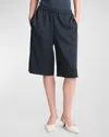 Vince Mid-rise Side Strap Drapey Shorts In Coastal