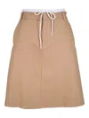 Vince Layered Cotton Twill Midi Skirt In Neutral