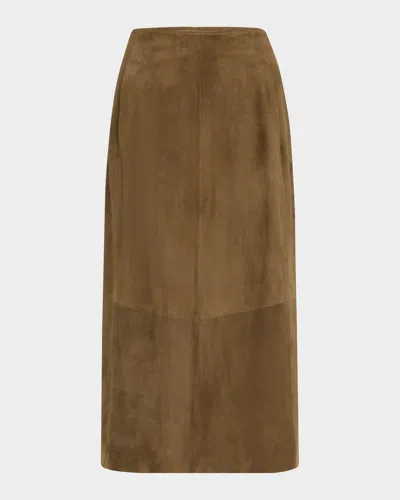 VINCE MID-RISE SUEDE MIDI SKIRT