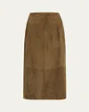 Vince Mid-rise Suede Midi Skirt In Mid Rise Slim Midi Suede Skirt