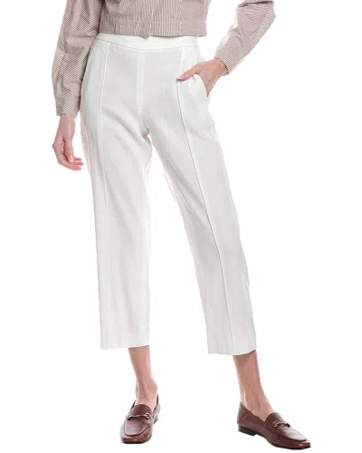 Vince Mid Rise Tapered Pull-on Linen-blend Pant In White