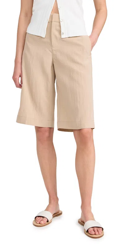 Vince Mid Rise Textured Tailored Shorts Cliffside