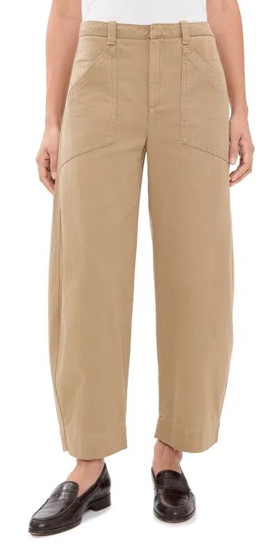 Vince Mid Rise Washed Cotton Utility Pants Carmello In Brown