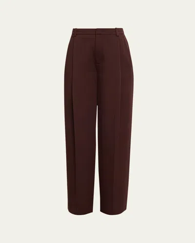 Vince Mid-rise Wide-leg Trousers In Brown