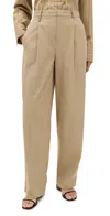 Vince Mid Waist Pleat Front Trousers Fawn In Brown