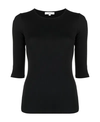 Vince Middle Sleeved T-shirt With Round Collar In The Logo In Black