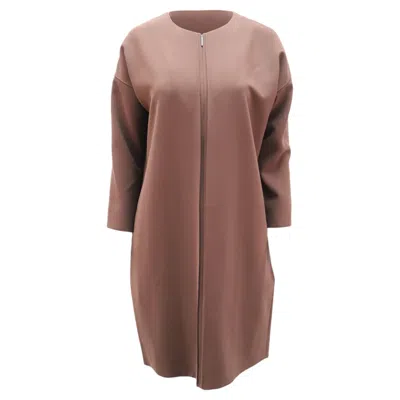 Pre-owned Vince Midi Sack Dress With Front Zipper In Brown Polyester