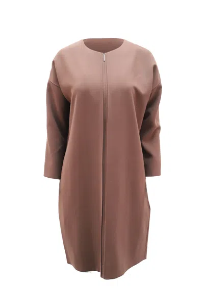 Vince Midi Sack Dress With Front Zipper In Brown Polyester