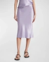 Vince Midi Satin Slip Skirt In Wisteria