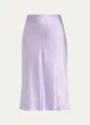 Vince Midi Satin Slip Skirt In Wisteria