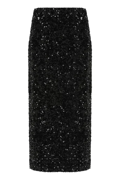 Vince Midi Sequin Skirt For Women In Black