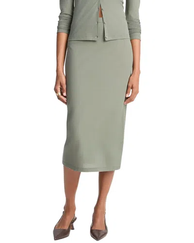 Vince Cotton Midi Skirt In Green
