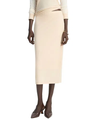 Vince Cotton Midi Skirt In Neutral
