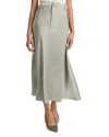 Vince Satin A-line Midi Skirt In Smoky Moss