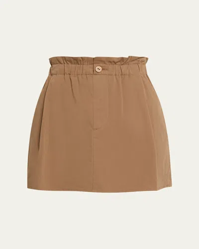 Vince Mid-rise Cotton Mini Skirt In Brown