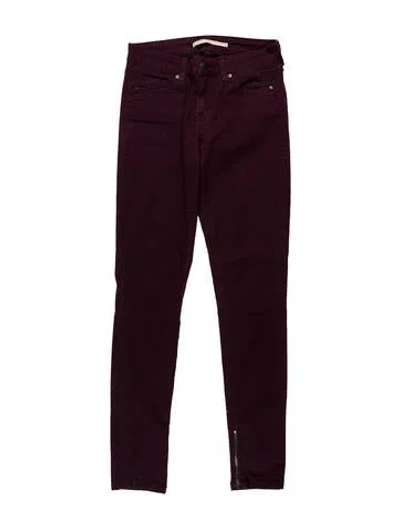 Pre-owned Vince Mid-rise Skinny Leg Jeans In Burgundy
