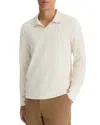 Vince Milano Stitch Johnny Collar Long Sleeve Polo In Bone