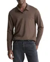 Vince Milano Stitch Johnny Collar Long Sleeve Polo In Brown