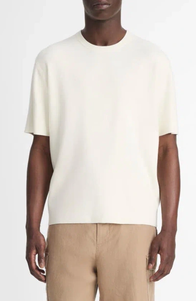 Vince Milano Short Sleeve Crewneck Sweater In Classic Cream