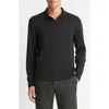 Vince Milano Stitch Johnny Collar Long Sleeve Polo In Black