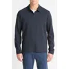 Vince Milano Stitch Johnny Collar Long Sleeve Polo In Coastal