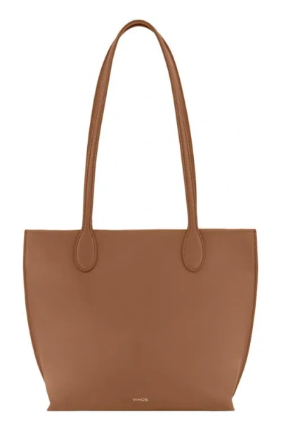 Vince Mini Athene Nappa Leather Tote In Brown