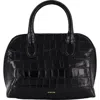 Vince Mini Delphine Croc Embossed Leather Top Handle Bag In Black