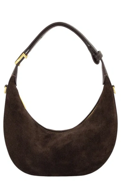 Vince Mini Eris Suede Hobo Bag In Cacao