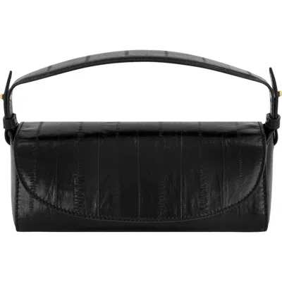 Vince Mini Sabrina Eel Embossed Leather Top Handle Bag In Black